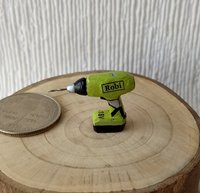 RESERVED 1:12 dollhouse power drill Miniature electric drill with faux rechargeable battery base and genuine micro drill bit