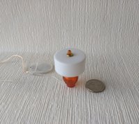 1:12 Dollhouse table lamp white drum shade and clear orange textured vase Minaiture LED lamp with external wires