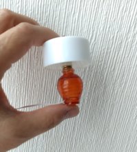 1:12 Dollhouse table lamp white drum shade and clear orange textured vase Minaiture LED lamp with external wires