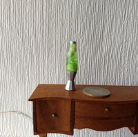 1:12 Dollhouse miniature Handcrafted retro lava lamp Battery operated LED table lamp MCM style with external wires - green resin