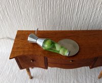 1:12 Dollhouse miniature Handcrafted retro lava lamp Battery operated LED table lamp MCM style with external wires - green resin