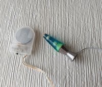 1:12 Dollhouse miniature Handcrafted retro lava lamp Battery operated LED table lamp MCM style with external wires - blue resin