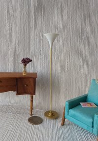 1:12 Dollhouse floor lamp Mid-century styled tulip torchiere lamp MCM retro style floor lamp Battery operated with external wires