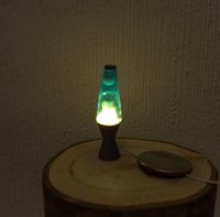 1:12 Dollhouse miniature Handcrafted retro lava lamp Battery operated LED table lamp MCM style with external wires - blue resin