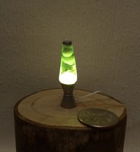 1:12 Dollhouse miniature Handcrafted retro lava lamp Battery operated LED table lamp MCM style with external wires - green resin