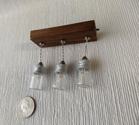 1:12 dollhouse battery operated glass jar lights Working kitchen island hanging 3-light with glass jar shades Dollhouse LED light