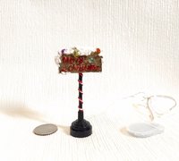1:12 Dollhouse Merry Christmas sign Battery operated multi-color LEDs holiday decor