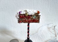 1:12 Dollhouse Merry Christmas sign Battery operated multi-color LEDs holiday decor