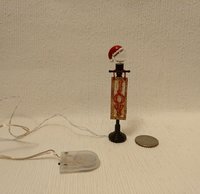 1:12 Dollhouse miniature lawn light JOY sign with Santa hat on lighted glass globe Holiday decor with external wires