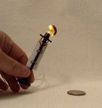 1:12 Dollhouse miniature lawn light JOY sign with Santa hat on lighted glass globe Holiday decor with external wires