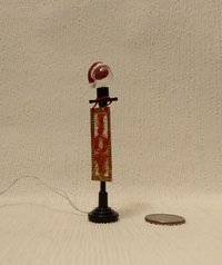 1:12 Dollhouse miniature lawn light JOY sign with Santa hat on lighted glass globe Holiday decor with external wires