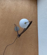 RESERVED 1:12 dollhouse miniature mid-century style floor lamp with sculptural tripod legs in solid walnut Battery operated miniature LED lamp