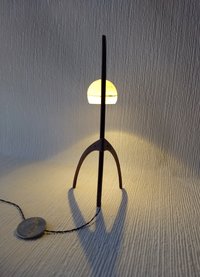 1:12 dollhouse miniature mid-century style floor lamp with sculptural tripod legs in solid walnut Battery operated miniature LED lamp