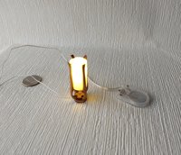 RESERVED 1:12 dollhouse miniature mid-century styled table lamp with sculptural frame made from solid cherry wood Battery operated LED light