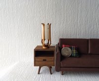 RESERVED 1:12 dollhouse miniature mid-century styled table lamp with sculptural frame made from solid cherry wood Battery operated LED light