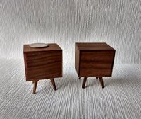 1:12 dollhouse miniature mid-century style night stand or end table made from solid walnut MCM side able Each has one working drawer Price is for EACH unit