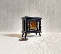 1:12 Dollhouse electric fireplace heater Stove heater with flickering insert Battery operated free standing heater No external wires