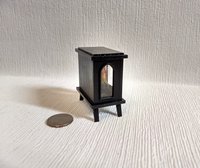 1:12 Dollhouse electric fireplace heater Stove heater with flickering insert Battery operated free standing heater No external wires