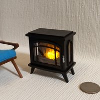 1:12 Dollhouse electric fireplace heater Stove heater with flickering insert Battery operated free standing heater No external wires