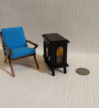 1:12 Dollhouse electric fireplace heater Stove heater with flickering insert Battery operated free standing heater No external wires