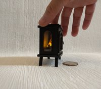 1:12 Dollhouse electric fireplace heater Stove heater with flickering insert Battery operated free standing heater No external wires