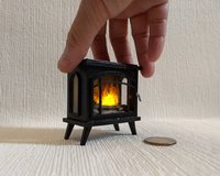 1:12 Dollhouse electric fireplace heater Stove heater with flickering insert Battery operated free standing heater No external wires