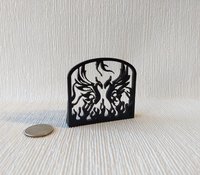 1:12 Dollhouse black fireplace screen with rising phoenixes Faux wrought iron single panel fireplace screen Black finish