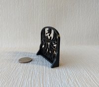 1:12 Dollhouse black fireplace screen with rising phoenixes Faux wrought iron single panel fireplace screen Black finish