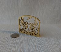 1:12 Dollhouse golden fireplace screen with rising phoenixes Faux wrought iron single panel fireplace screen Goldem finish