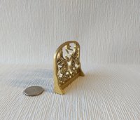 1:12 Dollhouse golden fireplace screen with rising phoenixes Faux wrought iron single panel fireplace screen Goldem finish