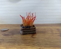 1:12 Dollhouse realistic light up firelogs with flickering flames Battery operated lit logs 1 unit