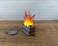 1:12 Dollhouse realistic light up firelogs with flickering flames Battery operated lit logs 1 unit