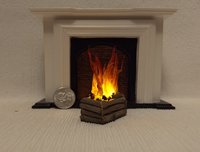 RESERVED 1:12 Dollhouse realistic light up firelogs with flickering flames Battery operated lit logs 1 unit