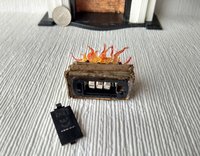 RESERVED 1:12 Dollhouse realistic light up firelogs with flickering flames Battery operated lit logs 1 unit
