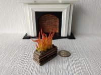 RESERVED 1:12 Dollhouse realistic light up firelogs with flickering flames Battery operated lit logs 1 unit