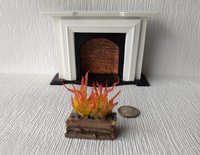 RESERVED 1:12 Dollhouse realistic light up firelogs with flickering flames Battery operated lit logs 1 unit