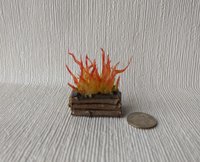 RESERVED 1:12 Dollhouse realistic light up firelogs with flickering flames Battery operated lit logs 1 unit