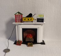 RESERVED Miniature cat and mouse automata toy Cat chasing mouse hand crank toy