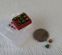 1:12 dollhouse holiday tic tac toe in wood tray Miniature tic tac toy with Christmas trees and gingerbread men cutouts Price is for each set