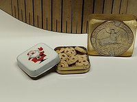1:12 Dollhouse miniature holiday tin cookies with Santa Claus on lid Choco chips and butter cookies in Christmas tin Cookies in tin box gift