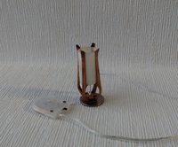 1:12 dollhouse miniature mid-century styled table lamp with sculptural frame made from solid cherry wood Battery operated LED light