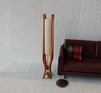1:12 Dollhouse mid-century styled floor lamps with sculptural legs Battery operated LED miniature lamp