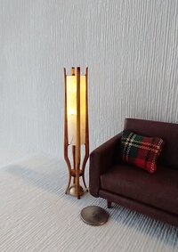 1:12 Dollhouse mid-century styled floor lamps with sculptural legs Battery operated LED miniature lamp