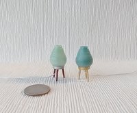 1:12 Dollhouse beehive lamp Mid-century inspired atomic tripod lamp Battery operated blue LED lamp Retro style table lamp REF Aqua blue