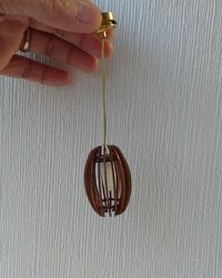 1:12 dollhouse battery operated walnut chandelier Mid century inspired oval shaped ceiling light