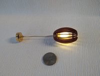 1:12 dollhouse battery operated walnut chandelier Mid century inspired oval shaped ceiling light