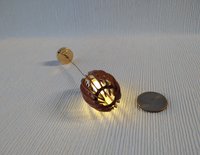1:12 dollhouse battery operated walnut chandelier Mid century inspired oval shaped ceiling light