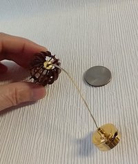 1:12 dollhouse battery operated walnut chandelier Mid century inspired oval shaped ceiling light