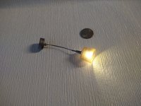 1:12 dollhouse battery operated pendant light with frosted shade and gun metal colored canopy and hardware