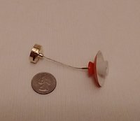 1:12 dollhouse pendant light in Danish mid century style Orange pendant light with translucent inner white shade to diffuse light